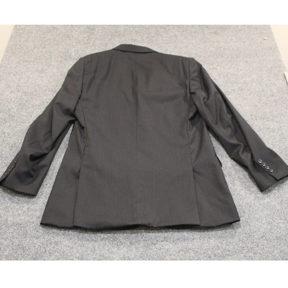 Alfani Mens 100% Wool Pinstripe 3 Button Suit Blazer Jacket Black 42 L F708‎